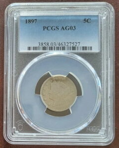 1897�N ���o�e�B�w�b�h �j�b�P�� 5�Z���g PCGS AG03 ���[�{�[�� #65327