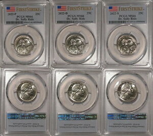 2022 P D S Dr Sally Ride 25�Z���g�Z�b�g PCGS MS66 �A�����J���E�E�B�����Y�E�N�H�[�^�[ �t�@�[�X�g�E�X�g���C�N
