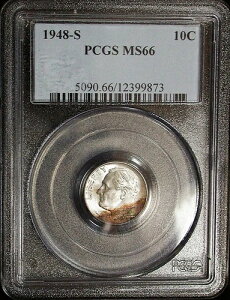 1948-S ���[�Y�x���g �_�C�� / ���ʂɐ[�����C���{�[�g�[�� / PCGS MS66 �F��