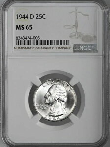 1944-D 25�Z���g ���V���g�� �V���o�[ �N�H�[�^�[ �f���o�[������ NGC MS65 #8343474-003
