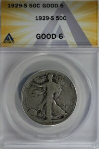 1929-S 50C ANACS G6 �E�H�[�L���O�E���o�e�B�A���f�B�E���o�e�B�E�n�[�t�A0.50