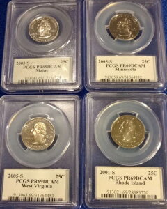 4 ���b�g 2003 S �v���[�t ME 2005 S MN 2005 S WV 2001 S RI �B �N�H�[�^�[ PCGS PR69DCAM