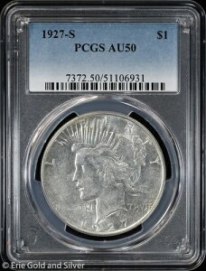 1927-S 1�h�� �s�[�X�V���o�[�h�� PCGS AU 50