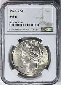 ������ 1926-S �s�[�X�V���o�[�_���[ NGC MS61 ���C�g�g�[�� XCCY