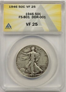1946�N 50C ANACS VF 25 (FS-801 DDR-001) ���o�e�B�E�H�[�L���O�n�[�t�_���[