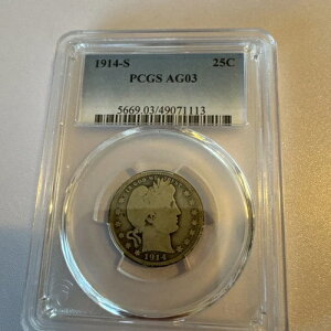 1914�N S �o�[�o�[ �N�H�[�^�[ PCGS AG03 �O���[�h �V���o�[ ���[�O���[�h �I���W�i���R�C��