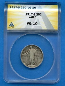 1917 S ANACS VG10 �X�^���f�B���O ���o�e�B �N�H�[�^�[ �č������� �V���o�[ 1917-S VG-10 VAR 1