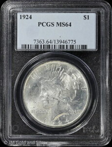1924-P 1�h�� �s�[�X�V���o�[�h�� PCGS MS 64 | ������ UNC BU