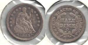 �����ڂ��ǂ��A�����Ȃ��A���ɗǍD�ȏ�Ԃ�1853-O w Arrows Half Dime
