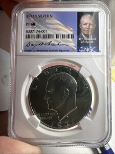 1971�N S $1 NGC PF68 �J���I �V���o�[ �v���[�t �A�C�[���n���[ �h�� 40% �V���o�[ IKE ���x��