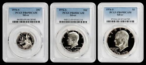 1976-S 25C�A50C�A$1 �A�C�N �V���o�[ �o�C�Z���e�j�A�� �Z�b�g PCGS PR69DCAM - �R�C�� 3 ��! 250 ���N!!
