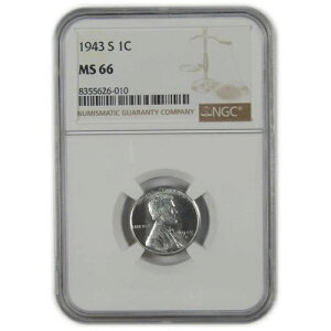 1943�N S �����J�[���E�B�[�g�Z���g MS 66 NGC �X�`�[���y�j�[ 1c �R�C�� SKU:I22630-