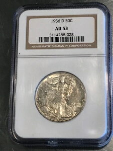 NGC AU53 1936 D ���o�e�B�E�H�[�L���O�V���o�[�n�[�t�h���R�C��-JAN178