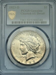 1923-D $1 �s�[�X�V���o�[�h�� PCGS �����N���[�j���O�ς� AU �ڍ� ? �f���o�[�~���g