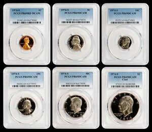 6 ���Z�b�g - 1974-S �v���[�t �Z�b�g (1C�A5C�A10C�A25C�A50C�A$1) PCGS PR69DCAM !!