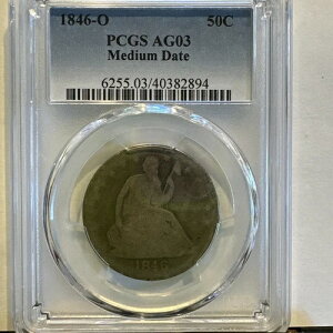 1846�N O PCGS AG 03 �~�f�B�A���f�C�g���o�e�B�����n�[�t�h�����[�{�[���o�^-