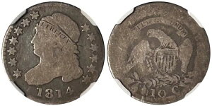 1814�N �L���b�v�h�o�X�g�_�C�� NGC AG 3 - Lg Date/No Period 10c - ��������