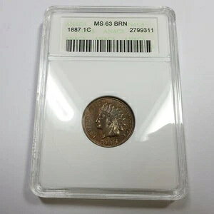 1887�N P ANACS �\�[�v�{�b�N�X MS63 BN �u���E�� - �C���f�B�A���w�b�h �y�j�[�Z���g 1�Z���g�R�C�� #55547A