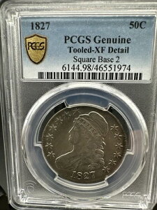 1827�N �X�N�G�A�x�[�X 2 �L���b�v�h�o�X�g �n�[�t�_���[ 50�Z���g PCGS XF �ڍ� (�c�[���h) �R�C��