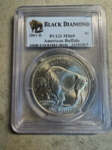 2001-D �A�����J���o�b�t�@���[�L�O��� PCGS MS69�u�u���b�N�_�C�������h�v