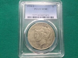 1934-S �s�[�X�E�A�����J��� PCGS XF40 �Ӓ�