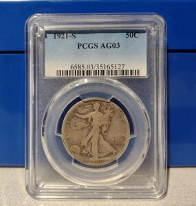 1921-S �E�H�[�L���O�E���o�e�B�E�n�[�t�_���[ 50�Z���g PCGS AG03 - �L�[�f�[�g - ���[�{�[�� - ��
