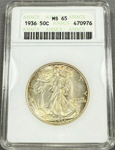 1936�N�E�H�[�L���O�E���o�e�B�E�n�[�t�_���[50�Z���g - ANACS MS65 - �I�[���h�u�\�[�v�{�b�N�X�v�z���C�g�z���_�[