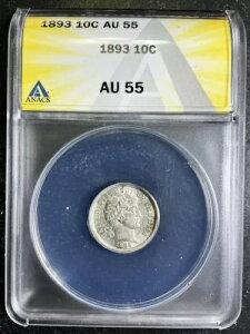 ANACS AU55 1893-P Barber Dime �t�B���f���t�B�A �L�[���t�I�� �F�� AC-