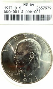 ANACS MS-64! 1971-D �A�C�N�E�_���[�A�_�u���_�C DDO-001 & DDR-001 �t�����h���[�E�C�[�O��