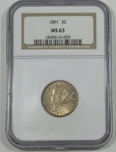 1891�N ���o�e�B/V �j�b�P�� NGC MS 63 5c �F��