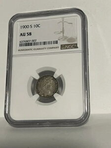 US 1900-S �o�[�o�[�_�C�� 10�Z���g NGC AU-58 �X���C�_�[ UNC-