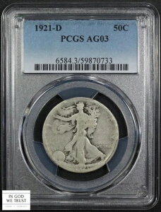 1921�N D �E�H�[�L���O�E���o�e�B �V���o�[ �n�[�t�h�� 50�Z���g PCGS AG 03
