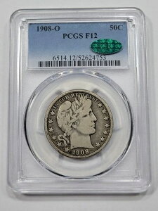 1908�N O 50�Z���g �o�[�o�[ �n�[�t�h�� PCGS F12 CAC �������p�e�B�i �T�[�J�� *K656