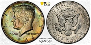 1964�N D�E�P�l�f�B�E�n�[�t�_���[ PCGS MS66 �G�������h�S�[���h�O���[ ���A�J���[