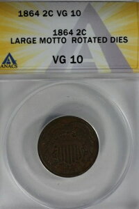 1864 .02 ANACS VG 10 ���[�W���b�g�[��]�_�C�X 2�Z���g�d�݁A2c�A�V�[���h�R�C��