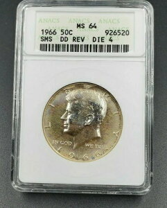 1966�N SMS �P�l�f�B �n�[�t�_���[ 50�Z���g ANACS MS64 DDR PQ * ���C���{�[�\�ʃg�[�j���O�g�[��