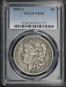 1892-S ���[�K�� �V���o�[�h�� ~ PCGS �F�� VF20 ~ ���ɗǍD�ȏ�ԁA���Ȃ� *