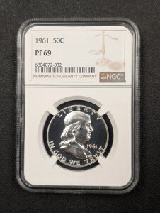 1961�N NGC PF69 �V���o�[ �v���[�t �x�� �t�����N���� �n�[�t�h�� �u���C�g �z���C�g �R�C�� 50C-