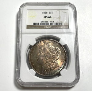 1885-P ���[�K�� �V���o�[ �_���[ $1 NGC MS64 �����X�^�[ �g�i�[ �����ȔR����悤�ȐF!