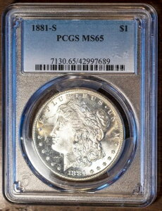 1881-S 1�h���⃂���K���h�� MS 65 PCGS # 42997689 + �{�[�i�X