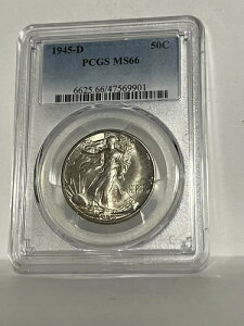 1945�N D 50�Z���g �E�H�[�L���O�E���o�e�B �n�[�t�_���[ PCGS MS66 �W�F�� BU �E�F���X�g���b�N�R�C��