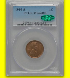 1910-S PCGS MS64RB CAC 11�Ԗڂɏ��Ȃ��������̃r�W�l�X�X�g���C�N�����J�[���Z���g 1909�N�ȍ~