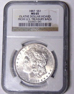 NGC MS65 1887 ���[�K���V���o�[�h�� �I���C�T �J���U�X �z�[�h �č��ȃo�b�O-