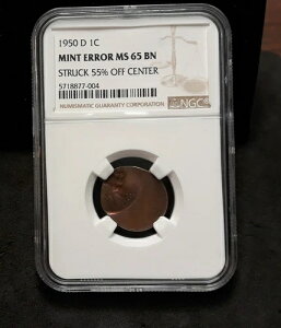1950-D �����J�[���E�E�B�[�g�E�Z���g - NGC MS 65 BN �~���g�G���[�X�g���C�N 55%�I�t�Z���^�[ - 004