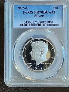 2015 S �V���o�[ �P�l�f�B JFK 1/2 �h�� �v���[�t PCGS PR70DCAM-