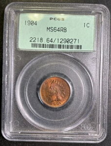 PCGS MS64RB 1904�N�C���f�B�A���w�b�h�Z���g �قڃt�����b�h�W�F�� BU PQ �v���~�A�� OGH SP