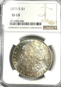 1878-S ���[�K�� �V���o�[ �h�� NGC MS63 �����X�^�[ ���C���{�[ �g�[�j���O ���o�[�X �g�i�[ �J���[!