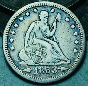 1853�N ���R�̏��_�����N�H�[�^�[ 25C Rays Arrows Ungraded �V���o�[90% US�R�C�� cc25012-