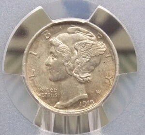 1919 D �}�[�L�����[ �V���o�[ �_�C�� 10 �Z���g PCGS AU58 #857 ������ ECC&C, Inc. �ɂ���