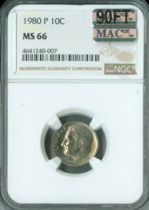 1980 P ���[�Y�x���g �_�C�� NGC MS66 MAC 90 �t�B�[�g �X�|�b�g�Ȃ� �� $4,000 IN FT �B